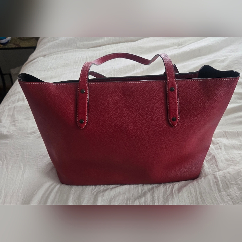 Coach Red Mickey Mouse Leather Tote - Picture 6 of 8